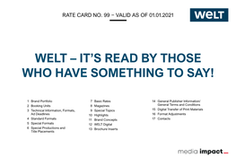 Rate Card WELT 2021