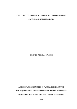 Contribution of Pension Funds in the Development Of