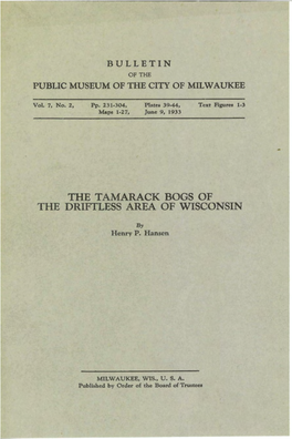 The Tamarack Bogs of the Driitless Area of Wisconsin