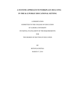 DISSERTATION: a Systems Approach To