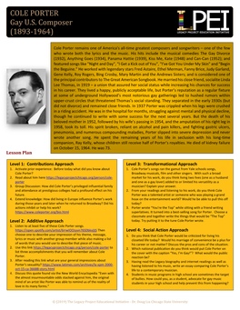 Cole Porter Lesson Plan