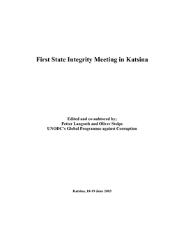 First State Integrity Meeting in Katsina