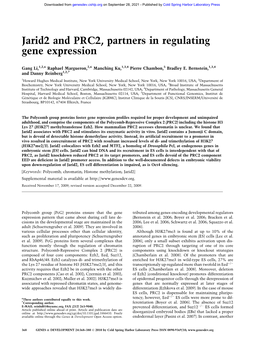Jarid2 and PRC2, Partners in Regulating Gene Expression