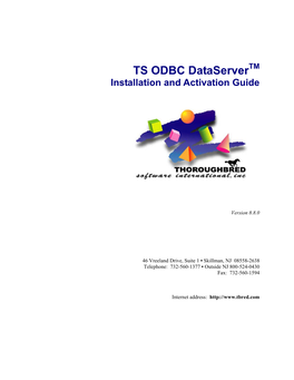 TS ODBC Dataserver Installation and Activation Guide