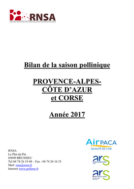 Bilan De La Saison Pollinique PACA 2017