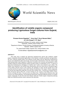 Identification of Volatile Organic Compound Producing Lignicolous Fungal Cultures from Gujarat, India