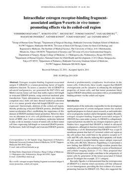 Associated Antigen 9 Exerts in Vivo Tumor- Promoting Effects Via Its Coiled-Coil Region