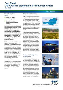 Fact Sheet OMV Austria Exploration & Production Gmbh