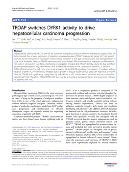 TROAP Switches DYRK1 Activity to Drive Hepatocellular Carcinoma