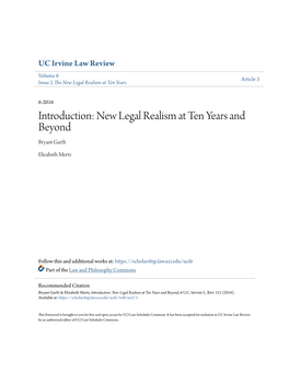 New Legal Realism at Ten Years and Beyond Bryant Garth