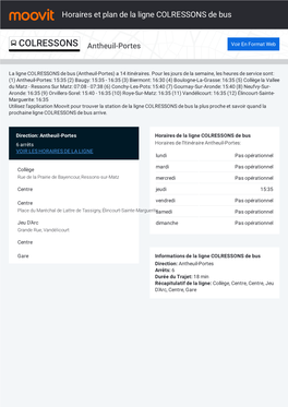 Horaires Et Trajet De La Ligne COLRESSONS De Bus Sur Une Carte