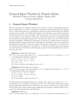 General Inner Product & Fourier Series