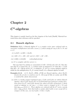 Chapter 2 C -Algebras