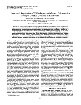 Hormonal Regulation of TSEI-Repressed Genes:Evidence