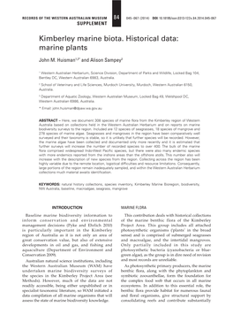 Kimberley Marine Biota. Historical Data: Marine Plants