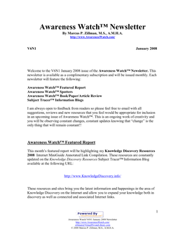 Awareness Watch™ Newsletter by Marcus P