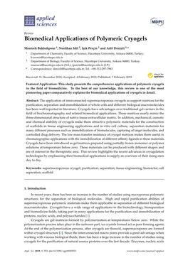 Biomedical Applications of Polymeric Cryogels