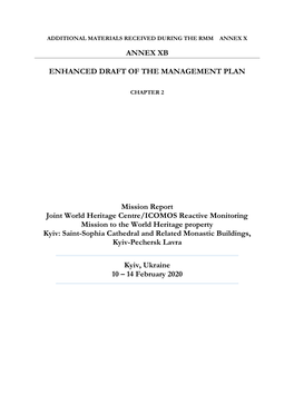 ANNEX XB ENHANCED DRAFT of the MANAGEMENT PLAN Mission Report Joint World Heritage Centre/ICOMOS Reactive Monitoring Mission To