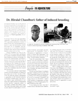Dr. Hiralal Chaudhuri: Father of Induced Breeding