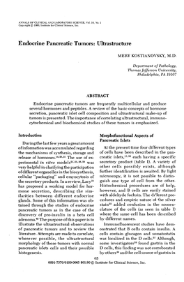 Endocrine Pancreatic Tumors: Ultrastructure