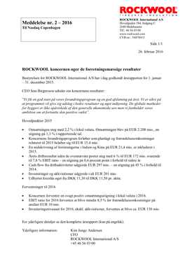 ROCKWOOL Koncernen Øger De Forretningsmæssige Resultater
