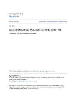 University of San Diego Women's Soccer Media Guide 1998