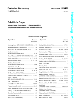 Deutscher Bundestag Drucksache 19/4421