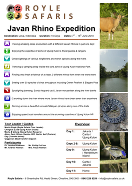 Javan Rhino Expedition