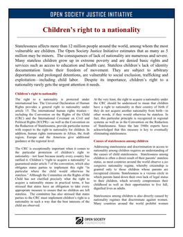 Children's Right to a Nationality
