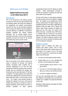 Digital Safety & Security Lt Cdr Mike Rose RN ©