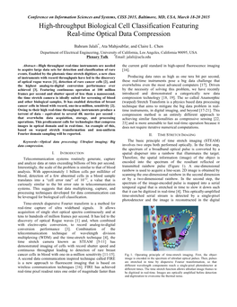 High-Throughput Biological Cell Classification Featuring Real-Time Optical Data Compression