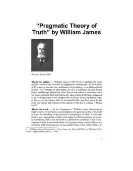 Pragmatic Theory of Truth” by William James