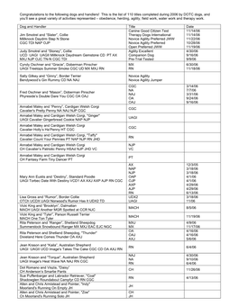 This Is the List of 110 Titles Completed During 2006 by DOTC Dogs, And