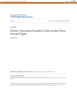 Former Venezuelan President Carlos Andres Perez Arrested Again LADB Staff