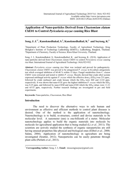 Application of Nano-Particles Derived from Chaetomium Elatum Che01 to Control Pyricularia Oryzae Causing Rice Blast