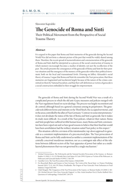 The Genocide of Roma and Sinti Their Political Movement from the Perspective of Social Trauma Theory