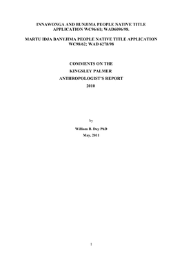 Innawonga and Bunjima People Native Title Application Wc96/61; Wad6096/98