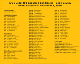 IUOE Local 150 Endorsed Candidates - Cook County General Election: November 3, 2020