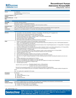 Recombinant Human Adenosine Kinase/ADK