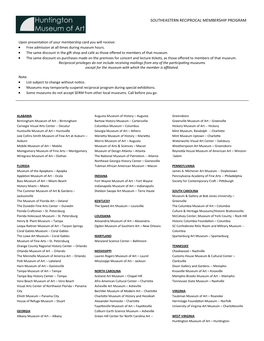 Southeastern Reciprocal Membership Program