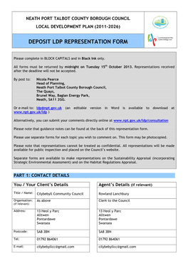 Deposit Ldp Representation Form