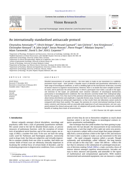 An Internationally Standardised Antisaccade Protocol