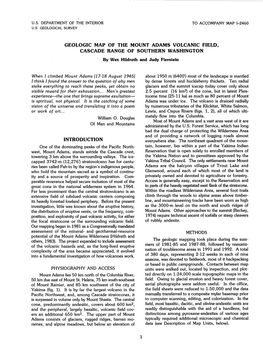 GEOLOGIC MAP of the MOUNT ADAMS VOLCANIC FIELD, CASCADE RANGE of SOUTHERN WASHINGTON by Wes Hildreth and Judy Fierstein