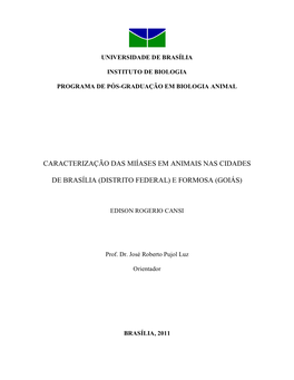 Caracterização Das Miíases Em Animais Nas Cidades