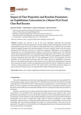 Impact of Char Properties and Reaction Parameters on Naphthalene Conversion in a Macro-TGA Fixed Char Bed Reactor