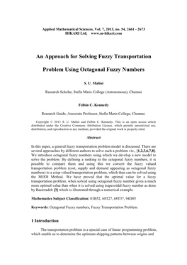 An Approach for Solving Fuzzy Transportation Problem Using