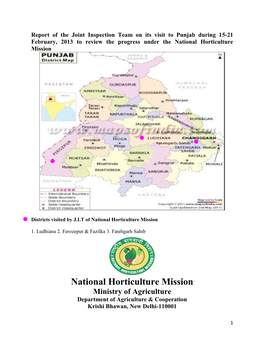 Report of the Joint Inspection Team on Its Visit to Punjab During 15-21 February, 2013 to Review the Progress Under the National Horticulture Mission