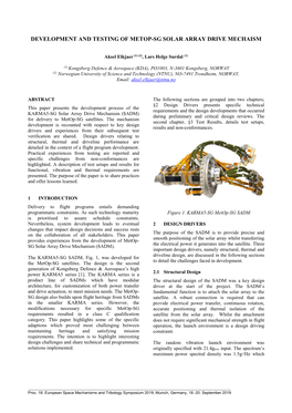 Development and Testing of Metop-Sg Solar Array Drive Mechaism