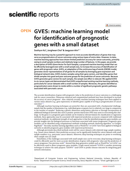 GVES: Machine Learning Model for Identification of Prognostic Genes