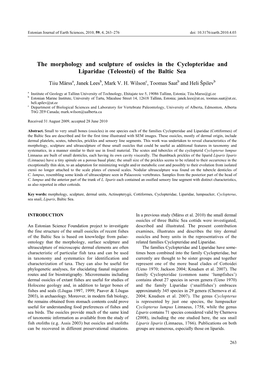 The Morphology and Sculpture of Ossicles in the Cyclopteridae and Liparidae (Teleostei) of the Baltic Sea